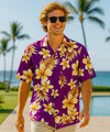 Pualoalo Tropical Open Collar Aloha Shirt Purple