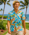 Polynesian Cotton Aloha Men's Shirt Turquoise