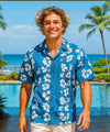 Honolulu Open Collar Men's Aloha Shirt Blue