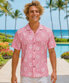 Honolulu Open Collar Men's Aloha Shirt Pink
