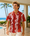 Honolulu Open Collar Men's Aloha Shirt Red