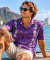 Purple Tapa Coco Panel Cotton Poplin Men's Hawaiian Shirt