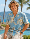 Cotton Short Sleeves Lanai Men's Aloha Hawaiian Shirt Sky Blue Men's Cotton Shirts