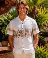 Ohua Aloha Men's Border Hawaiian Shirt White-Brown Men's Border Shirts