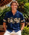 Ohua Aloha Men's Border Hawaiian Shirt Navy Men's Border Shirts