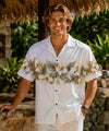 Hibiscus Border Cotton Aloha Shirt White Men's Border Shirts