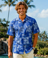 Short Sleeves Fern Groto Men's Navy Hawaiian Shirt
