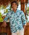 Waimea Surf 3/4 Sleeves Hawaiian Shirt Green Men's Long Sleeves Shirt