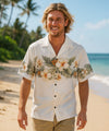 Hibiscus Border Cotton Aloha Shirt White