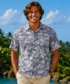 Short Sleeve Button-up Slightly Fitted Dress Shirt Navy Button-Up Dress Shirt