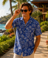 Men's Cotton Palmeras Hawaiian Shirt Navy