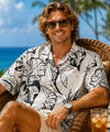 Rayon Fern Grotto Men's Aloha Shirt Men's White Rayon Shirts