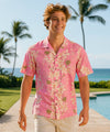 Island Plumeria Flowers Cotton Aloha Shirt Pink