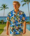 Hookipa Cotton Men Hawaiian Shirt Blue