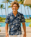 Love Shack Open Collar Hawaiian Shirt Navy