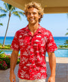 Love Shack Open Collar Hawaiian Shirt Red