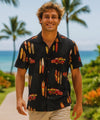 Long Boards Hawaiian Aloha Shirt Black