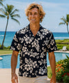 Island Hibiscus Men's Aloha Shirt Black