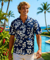 Island Hibiscus Men's Aloha Shirt Navy