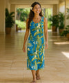 Makakilo Ginger Sleeveless Hawaiian Dress Blue