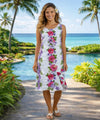 Kahauike Knee Length Hawaiian Dress White Knee Length Dress