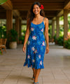 Hina Midi Spaghetti Straps Hawaiian Dress Blue