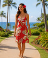 Wainapanapa Skinny Straps Short Hawaiian Dress Red