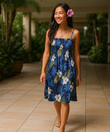 Kailua Smock Tube Top Midi Dress Navy One Size Fits Most XS-XL