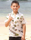 Mokupuni Cotton Boys Hawaiian Shirt White