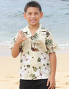 Mokupuni Cotton Boys Hawaiian Shirt Khaki