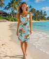 Molokai Orchids Knee Length Hawaiian Dress Light Blue