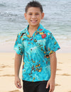 Molokini Boy's Cotton Aloha Shirt Turquoise