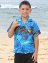 Molokini Boy's Cotton Aloha Shirt Blue