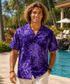 Monstera Cotton Men's Aloha Shirt Purple