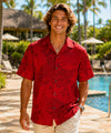 Monstera Cotton Men's Aloha Shirt Red