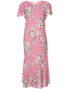 Mona Orchids Maxi Hawaiian Dress w/Cap Sleeves