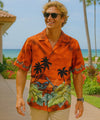 Motorcycle Island Cotton Aloha Shirt Rust