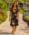 Nalanui Hawaiian Dress with Sleeves Black