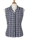 Navy Women Palaka Cotton Sleeveless Shirt