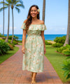 Maka Nani Off Shoulder Ankle Length Rayon Dress Sage