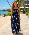 Orchid Smock Tube Top Long Maxi Hawaiian Dress Black One Size Fits Most XS-XL