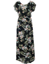 Orchids Full Length Dress Cap Sleeves