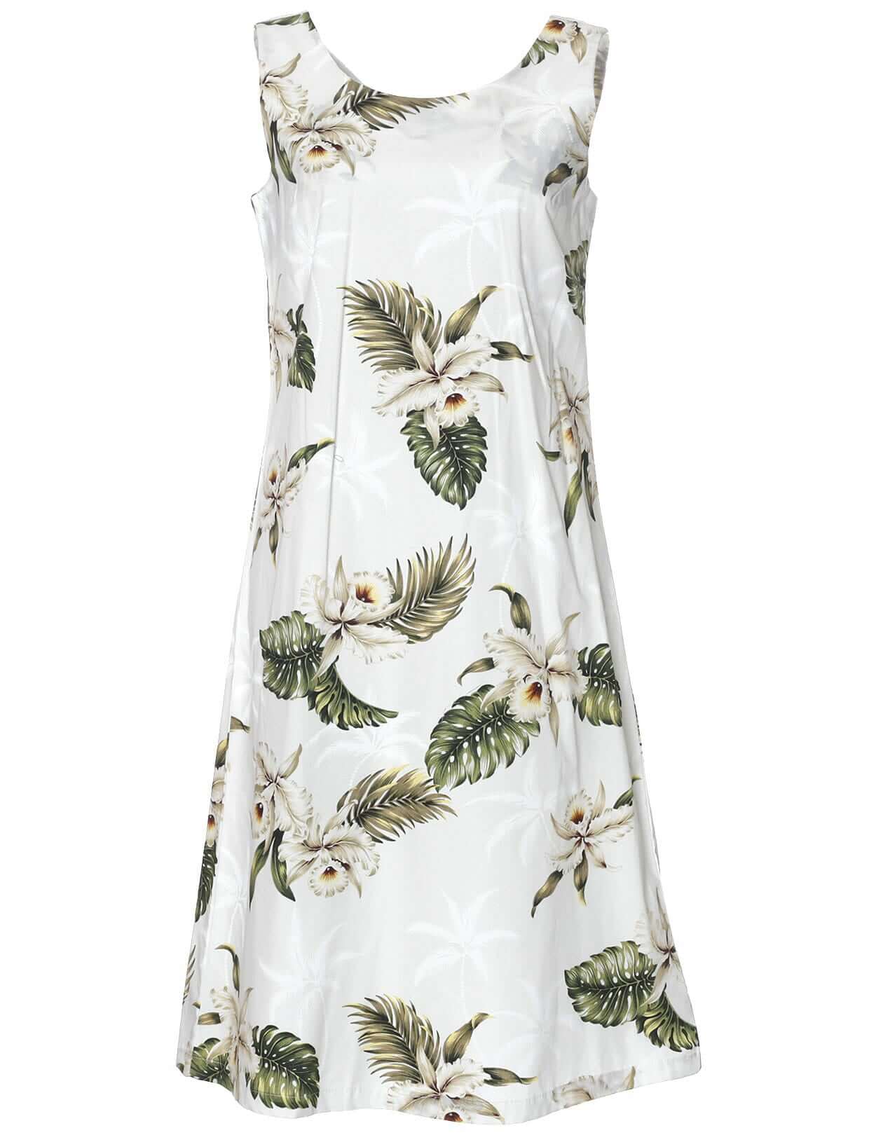 Orchids Knee Length Makani Hawaiian Dress