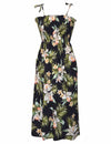 Orchids Tie On Shoulder Smock Top Hawaiian Dress