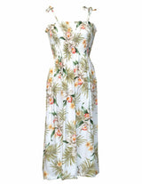 Orchids Tie On Shoulder Smock Top Hawaiian Dress
