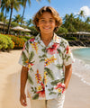 Orchid Rayon Short Sleeves Boys Hawaiian Shirt Beige