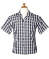 Navy short Sleeves Woman Palaka Shirt Women Shirts