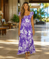 Palama Hawaiian Long Muumuu Dress Purple