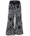 Black Monstera Cotton Mid Raise Palazo Pants