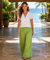 Rayon Poplin Palazo Pants with Side Pockets Green